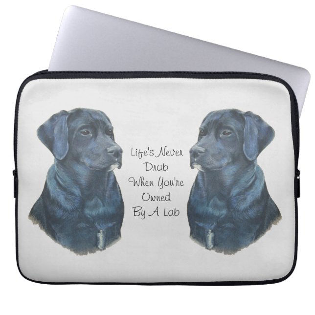 pet portrait picture of black labrador dog  laptop sleeve (Front)