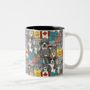 pet protest Two-Tone coffee mug