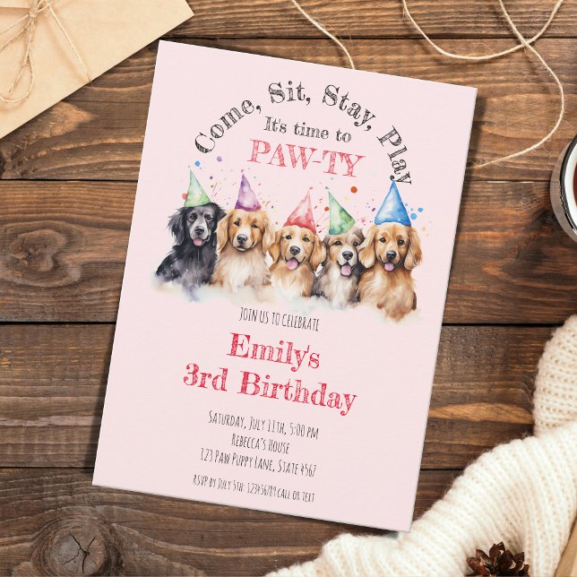 Pet Puppy Dog Birthday Pawty  Invitation (Creator Uploaded)