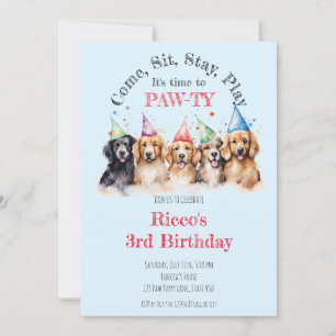 Pet Puppy Dog Birthday Pawty Invitation