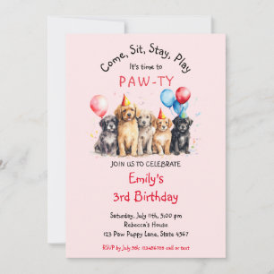 Pet Puppy Dog Birthday Pawty  Invitation