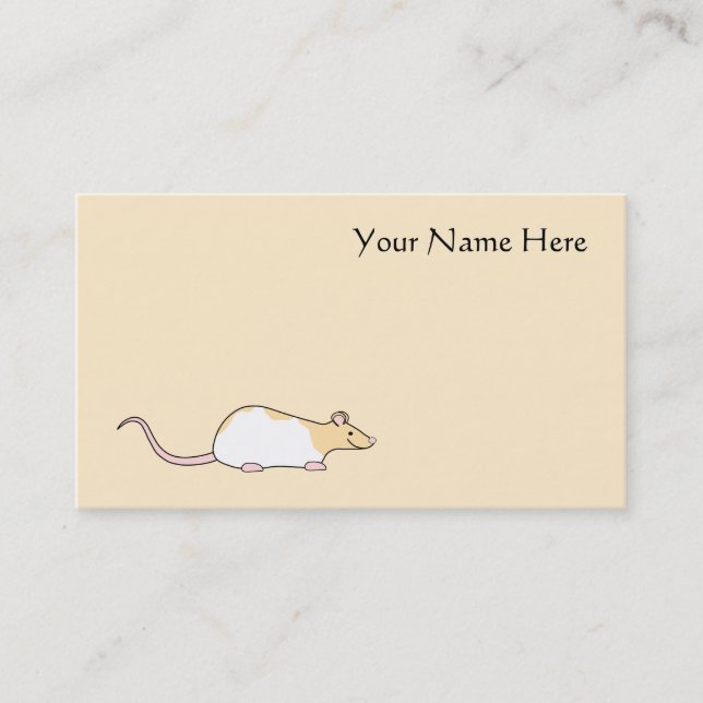 Pet Rat. Fawn and White Hooded Variegated. Business Card (Front)