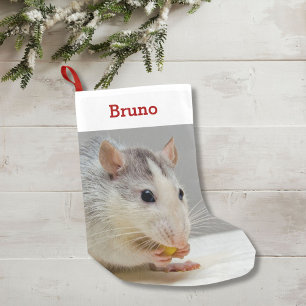 Pet Rat Lover Photo & Name Personalised Small Christmas Stocking