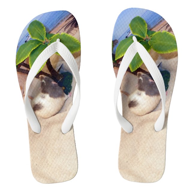 Pet Rat Mr. Bean  at the Beach Flip Flops (Footbed)