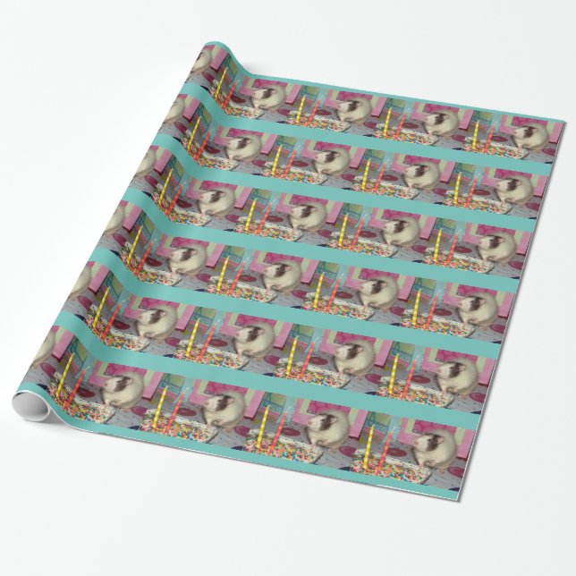 Pet Rat "Ollie" Birthday Wrapping Paper (Unrolled)