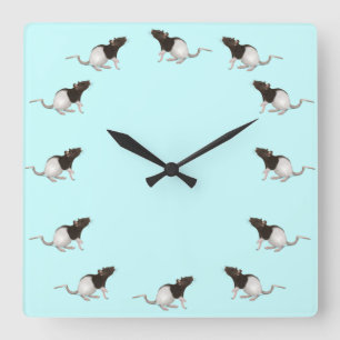 Pet Rat Painting Square Wall Clock