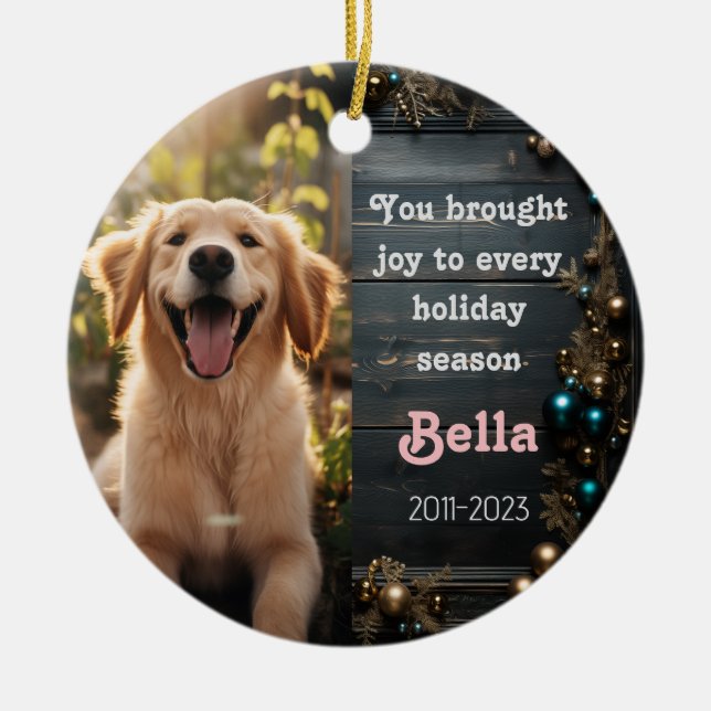 Pet Remembrance Christmas Ceramic Ornament Dog (Front)