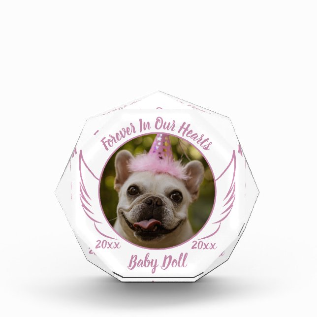 Pet Remembrance Photo Name Date Memorial Gift Block (Front)