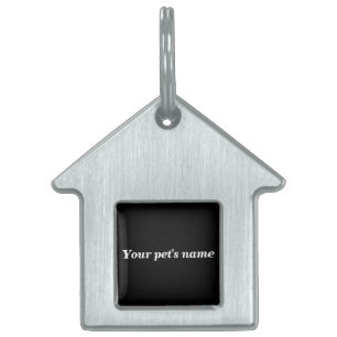Pet’s Name With Black Background on House Shaped Pet ID Tag