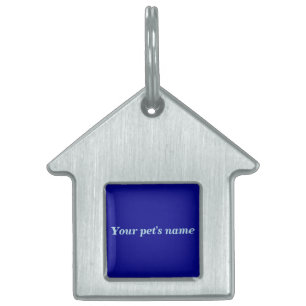 Pet’s Name With Blue Background on House Shaped Pet ID Tag