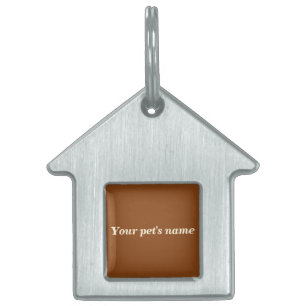Pet’s Name With Brown Background on House Shaped Pet ID Tag