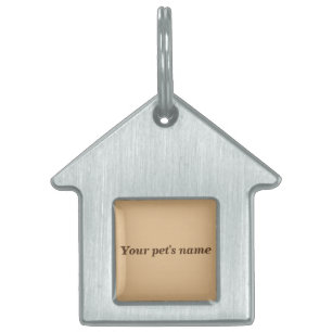 Pet’s Name With Light Brown on House Shaped Pet ID Tag