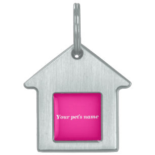 Pet’s Name With Pink Background on House Shaped Pet ID Tag