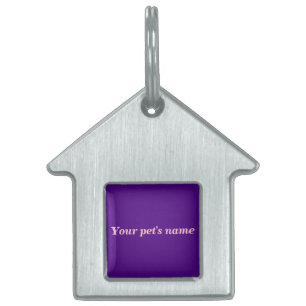 Pet’s Name With Purple Background on House Shaped Pet ID Tag