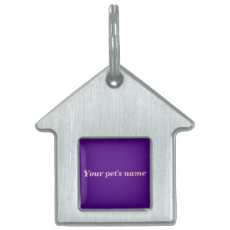 Pet’s Name With Purple Background on House Shaped Pet ID Tag