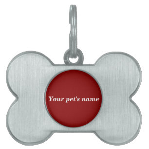 Pet’s Name With Red Background on Bone Shaped Pet ID Tag