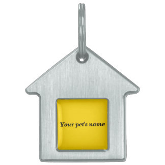 Pet’s Name With Yellow Background on House Shaped Pet ID Tag
