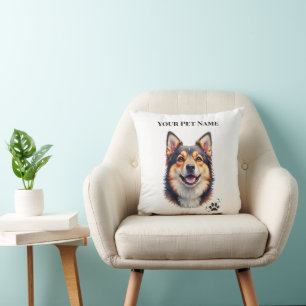 Pet’s Simple Modern Name & Photo Custom Design Cushion