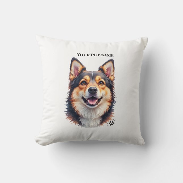 Pet’s Simple Modern Name & Photo Custom Design Cushion (Front)
