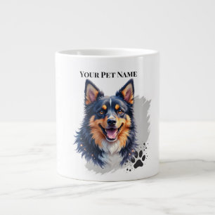 Pet’s Simple Modern Name & Photo Custom Design Large Coffee Mug
