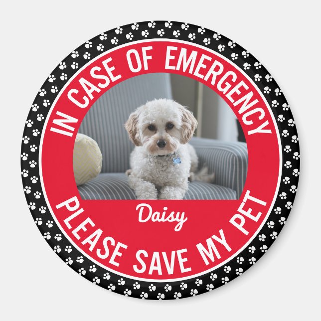 Pet Safety Alert Photo & Name Emergency Responder Magnet (Front)