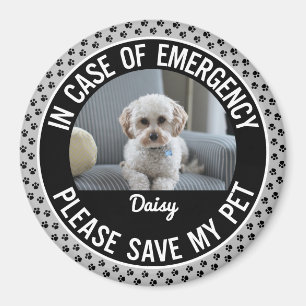 Pet Safety Alert Photo & Name Emergency Responder Magnet