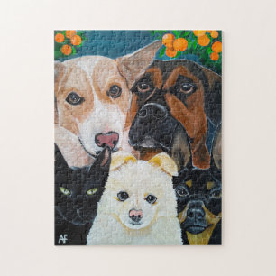 Pet Selfie Painting by Alfred Fox Jigsaw Puzzle