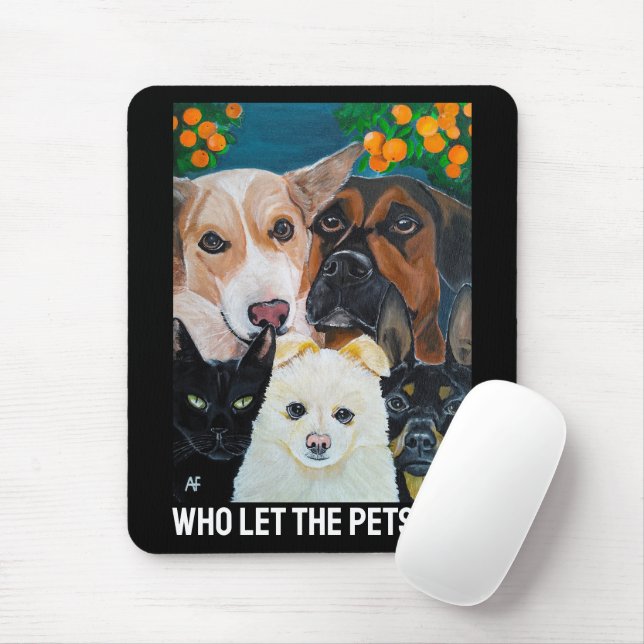 Pet Selfie Painting by Alfred Fox Mouse Pad (With Mouse)
