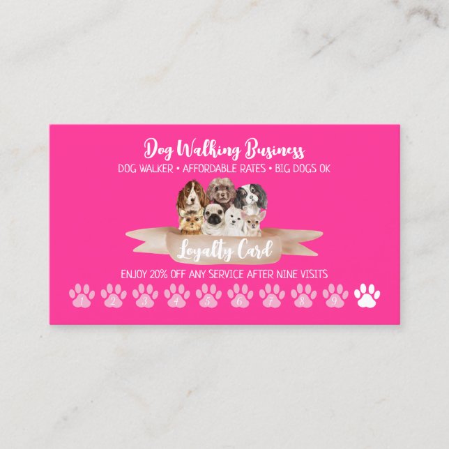 Pet Service Visit Stamp Card (Front)