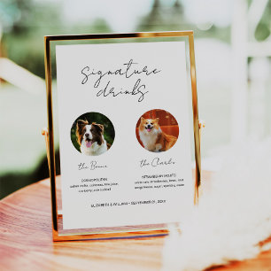 Pet Signature Drinks Dog Bar Cocktail with 2 Photo Poster