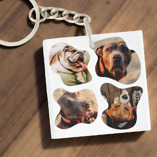 Pet Simple Modern Playful Four Photo Key Ring