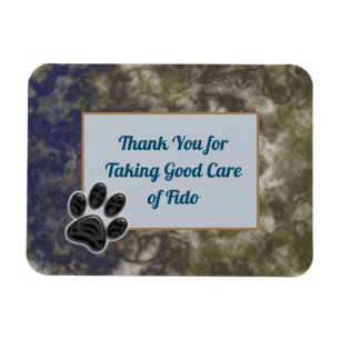 Pet Sitter Appreciation Blue Gold Swirls Thank You Magnet