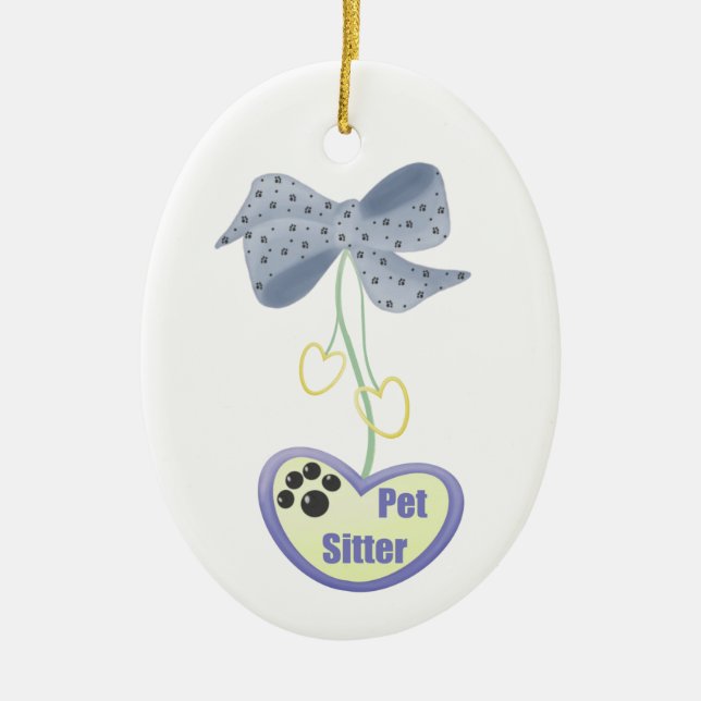 Pet Sitter (blue dangle) Ceramic Tree Decoration (Front)