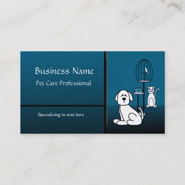 Pet Sitter Boarding Business Custom Business Card (Front)