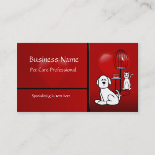 Pet Sitter Boarding Business Hearts Business Card