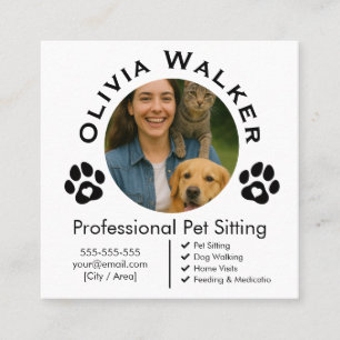 Pet Sitter Business Card   Custom Photo & Name 