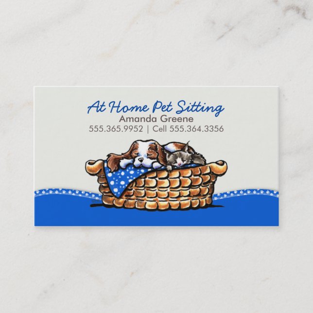 Pet Sitter Business CKCS w/ Cat Blueberry Card (Front)