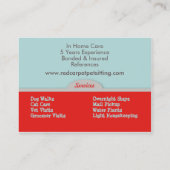 Pet Sitter Care Business CKCS w/ Cat Cherry Business Card (Back)