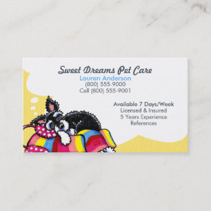 Pet Sitter Care Business Schnauzer Puppy Yellow Card