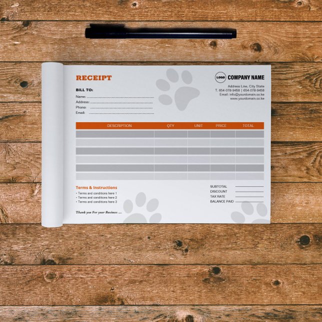 Pet Sitter Custom Receipt Notepad (Creator Uploaded)