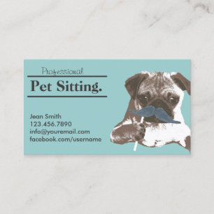 Pet Sitter Cute Moustache Dog Pet Care Business Card