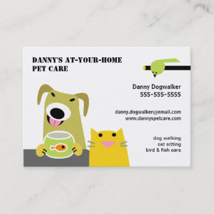 Pet Sitter- Dog Cat Bird & Fish-white background Business Card