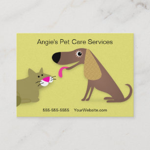 Pet Sitter - Dog & Cat Yellow Business Card