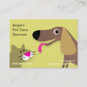 Pet Sitter - Dog & Cat Yellow Business Card