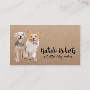 Pet Sitter Dog Walker Happy Dogs Rustic Kraft Business Card