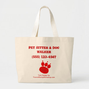 Pet Sitter & Dog Walker Paw Print Large Tote Bag