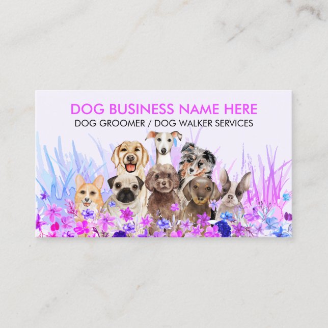 Pet Sitter dog Walker pet grooming boutique rescue Business Card (Front)