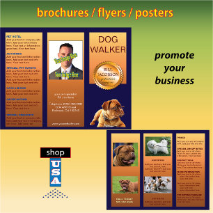 Pet Sitter Dog Walker 🐾 Trifold Brochure 