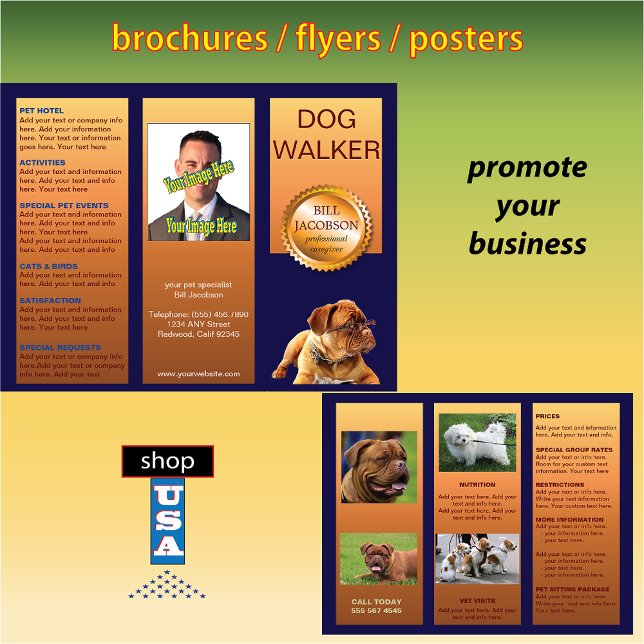 Pet Sitter Dog Walker 🐾 Trifold Brochure  (Creator Uploaded)