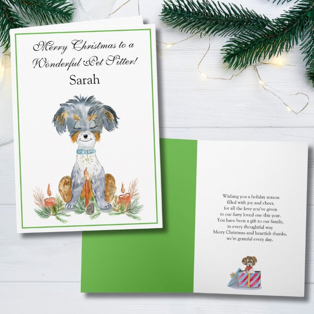 Pet Sitter Merry Christmas Terrier and Labradoodle Card (Creator Uploaded)